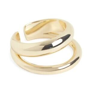 LOREN STEWART Curateur Open Band Ring 14k Yellow Gold Plated Size 7 Double Band